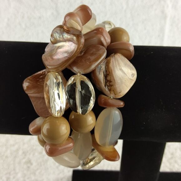 (3/$20) 5 strand pink hue elastic beaded bracelet - Picture 1 of 5
